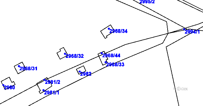 Parcela st. 2968/44 v KÚ Kadaň, Katastrální mapa
