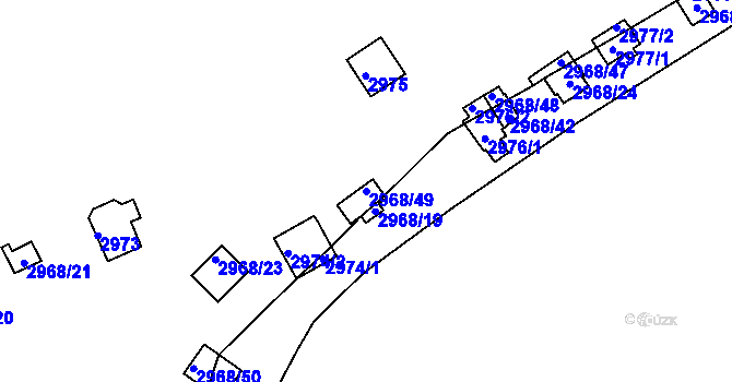 Parcela st. 2968/49 v KÚ Kadaň, Katastrální mapa