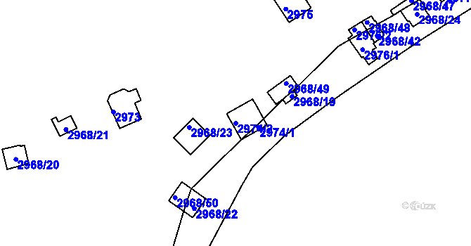 Parcela st. 2974/2 v KÚ Kadaň, Katastrální mapa