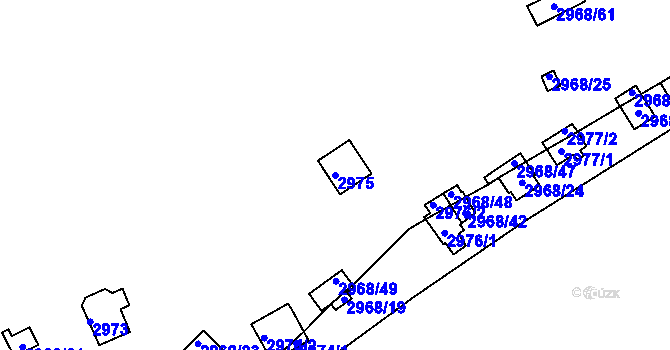 Parcela st. 2975 v KÚ Kadaň, Katastrální mapa