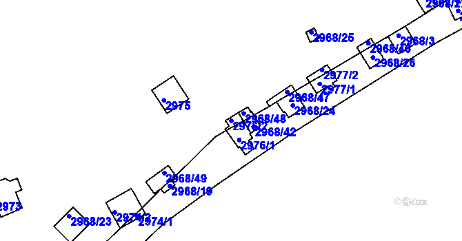 Parcela st. 2976/2 v KÚ Kadaň, Katastrální mapa