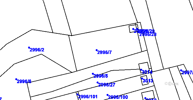 Parcela st. 2996/7 v KÚ Kadaň, Katastrální mapa