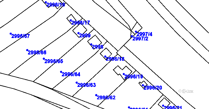 Parcela st. 2996/18 v KÚ Kadaň, Katastrální mapa