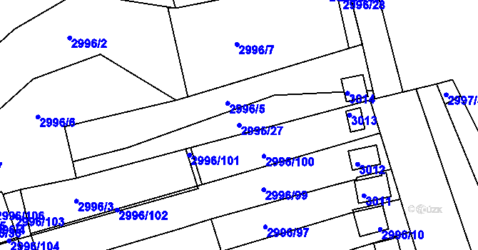 Parcela st. 2996/27 v KÚ Kadaň, Katastrální mapa
