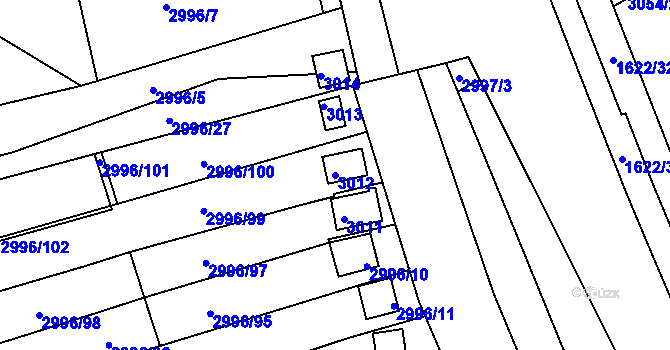 Parcela st. 3012 v KÚ Kadaň, Katastrální mapa