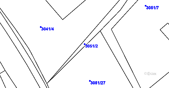 Parcela st. 3051/2 v KÚ Kadaň, Katastrální mapa