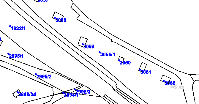 Parcela st. 3056/1 v KÚ Kadaň, Katastrální mapa