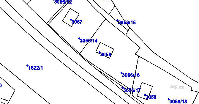 Parcela st. 3058 v KÚ Kadaň, Katastrální mapa