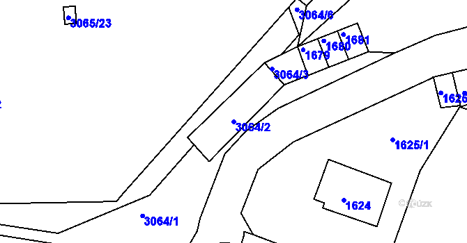 Parcela st. 3064/2 v KÚ Kadaň, Katastrální mapa