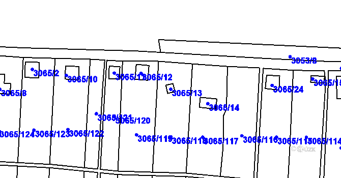 Parcela st. 3065/13 v KÚ Kadaň, Katastrální mapa