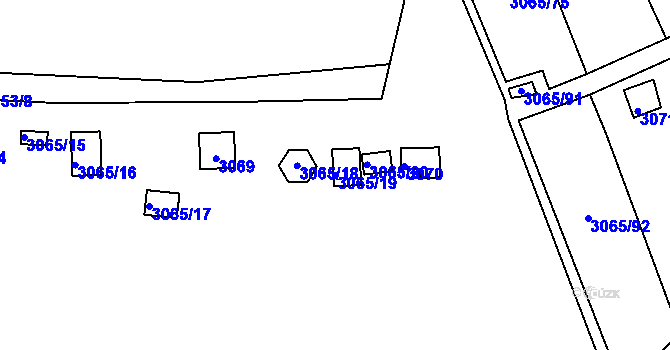 Parcela st. 3065/19 v KÚ Kadaň, Katastrální mapa