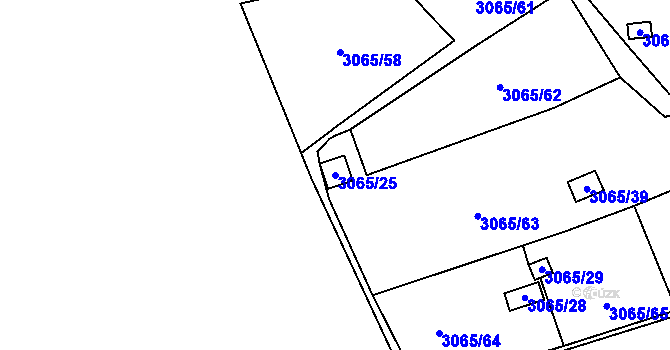 Parcela st. 3065/25 v KÚ Kadaň, Katastrální mapa