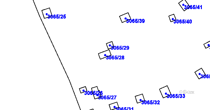 Parcela st. 3065/28 v KÚ Kadaň, Katastrální mapa
