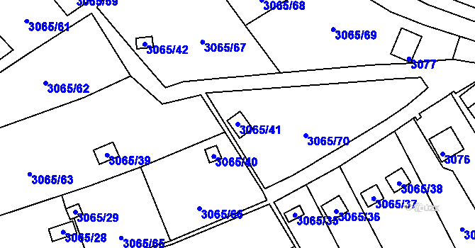 Parcela st. 3065/41 v KÚ Kadaň, Katastrální mapa