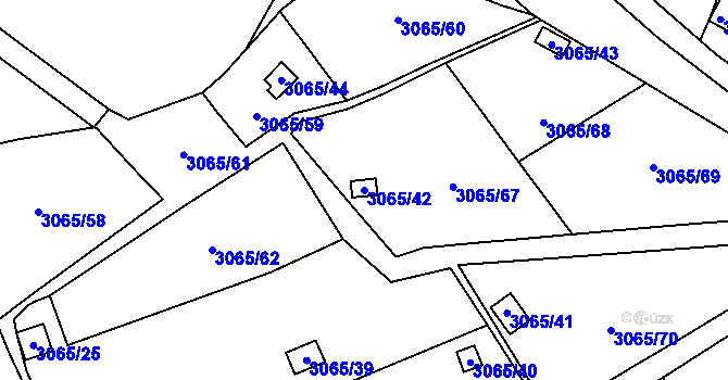 Parcela st. 3065/42 v KÚ Kadaň, Katastrální mapa
