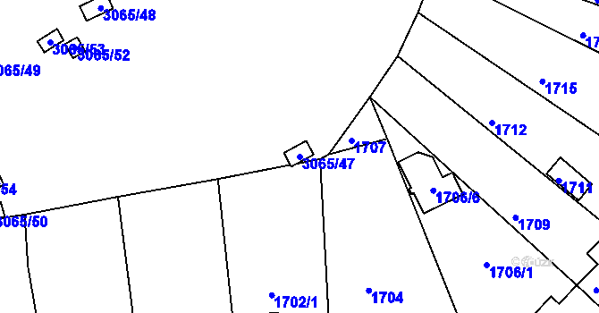 Parcela st. 3065/47 v KÚ Kadaň, Katastrální mapa