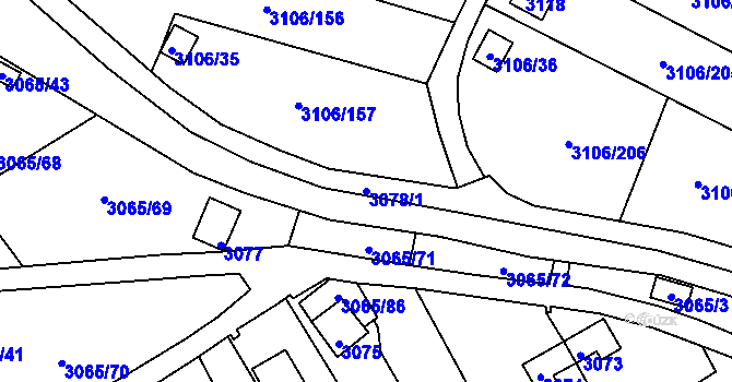 Parcela st. 3078/1 v KÚ Kadaň, Katastrální mapa