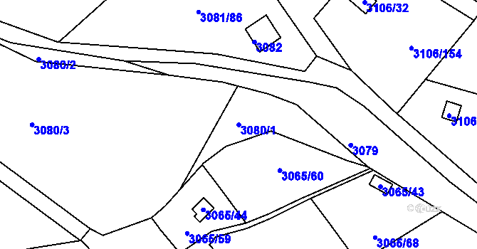 Parcela st. 3080/1 v KÚ Kadaň, Katastrální mapa