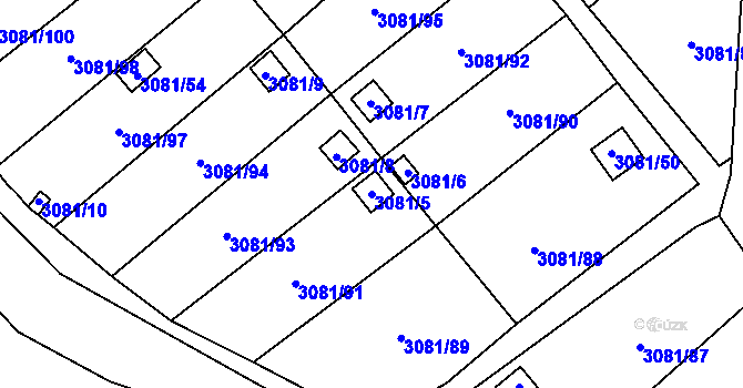 Parcela st. 3081/5 v KÚ Kadaň, Katastrální mapa