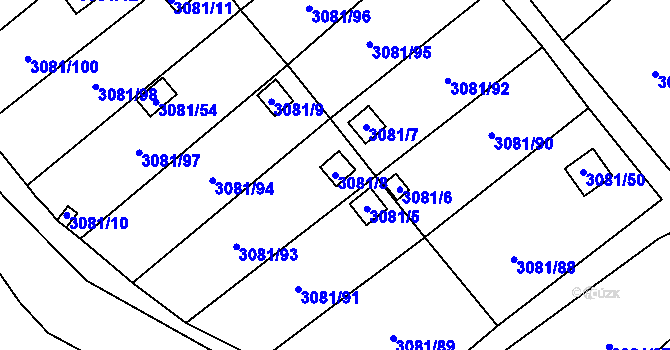 Parcela st. 3081/8 v KÚ Kadaň, Katastrální mapa