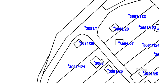 Parcela st. 3081/29 v KÚ Kadaň, Katastrální mapa