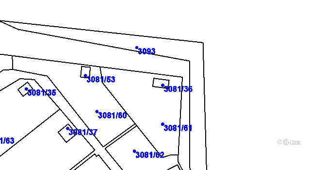 Parcela st. 3081/36 v KÚ Kadaň, Katastrální mapa