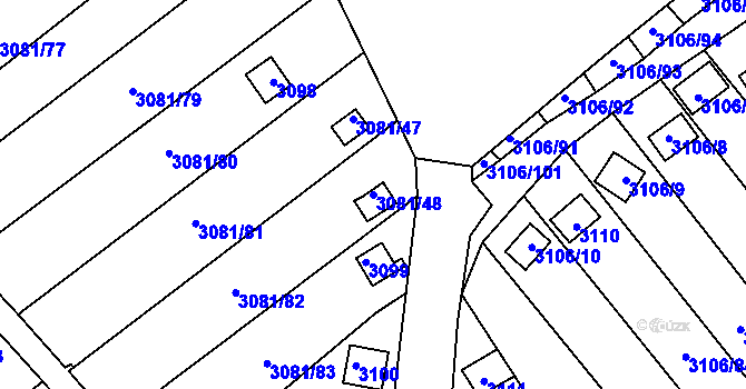 Parcela st. 3081/48 v KÚ Kadaň, Katastrální mapa