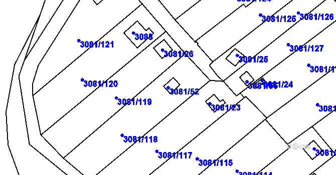 Parcela st. 3081/52 v KÚ Kadaň, Katastrální mapa