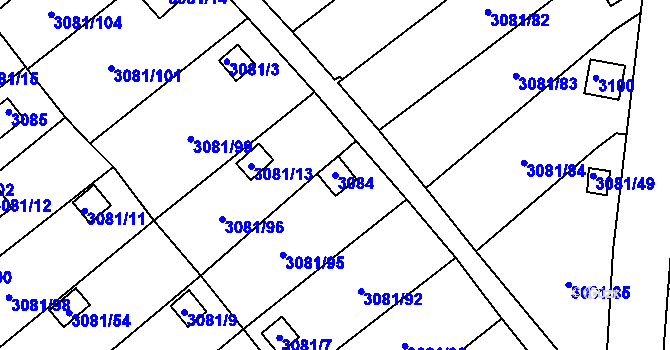 Parcela st. 3084 v KÚ Kadaň, Katastrální mapa