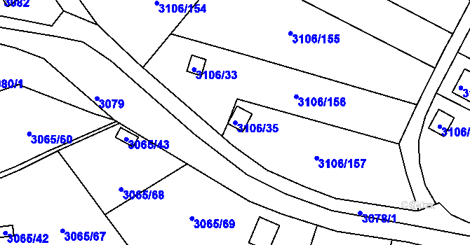 Parcela st. 3106/35 v KÚ Kadaň, Katastrální mapa