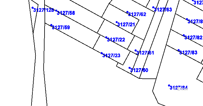 Parcela st. 3127/23 v KÚ Kadaň, Katastrální mapa