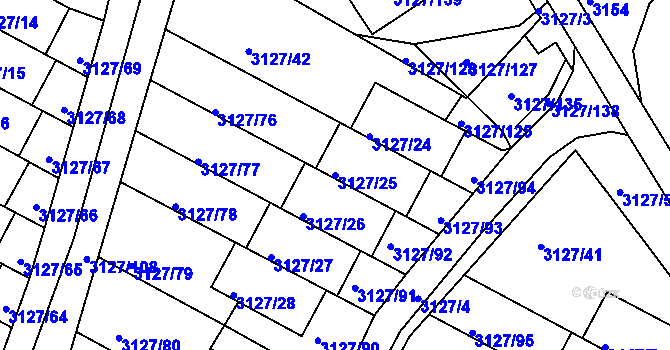 Parcela st. 3127/25 v KÚ Kadaň, Katastrální mapa