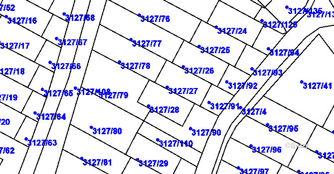 Parcela st. 3127/27 v KÚ Kadaň, Katastrální mapa