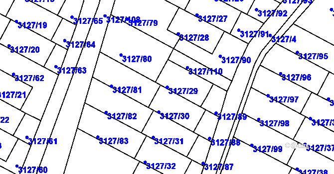 Parcela st. 3127/29 v KÚ Kadaň, Katastrální mapa