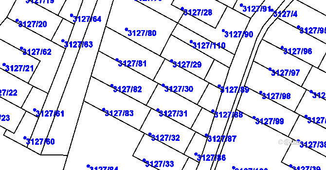 Parcela st. 3127/30 v KÚ Kadaň, Katastrální mapa