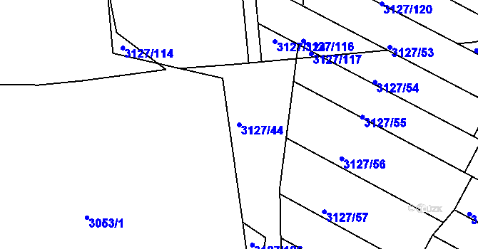 Parcela st. 3127/44 v KÚ Kadaň, Katastrální mapa