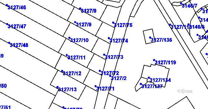 Parcela st. 3127/73 v KÚ Kadaň, Katastrální mapa