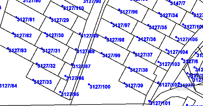 Parcela st. 3127/99 v KÚ Kadaň, Katastrální mapa