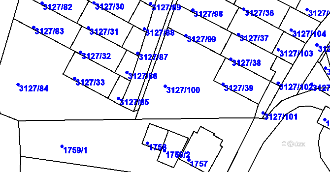 Parcela st. 3127/100 v KÚ Kadaň, Katastrální mapa