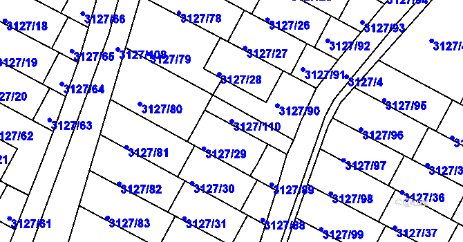 Parcela st. 3127/110 v KÚ Kadaň, Katastrální mapa