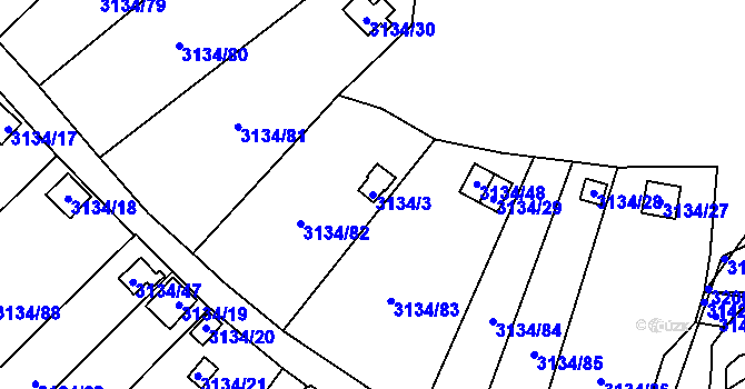 Parcela st. 3134/3 v KÚ Kadaň, Katastrální mapa