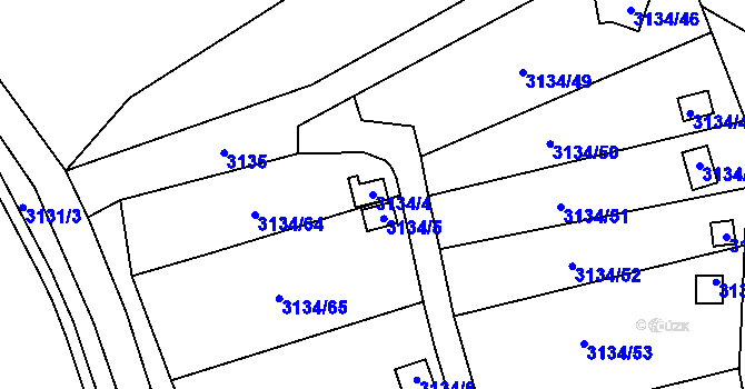Parcela st. 3134/4 v KÚ Kadaň, Katastrální mapa