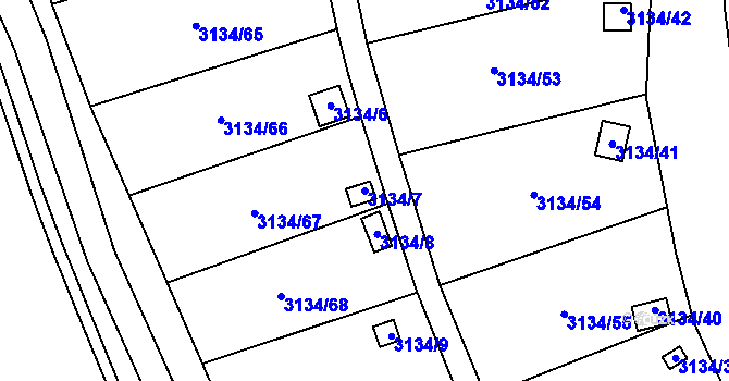 Parcela st. 3134/7 v KÚ Kadaň, Katastrální mapa