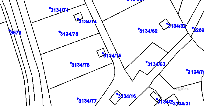 Parcela st. 3134/15 v KÚ Kadaň, Katastrální mapa