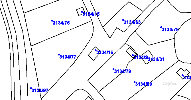 Parcela st. 3134/16 v KÚ Kadaň, Katastrální mapa