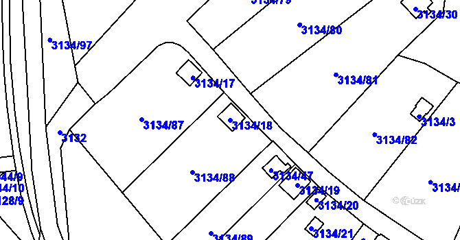 Parcela st. 3134/18 v KÚ Kadaň, Katastrální mapa