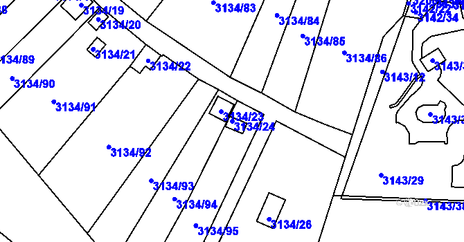 Parcela st. 3134/24 v KÚ Kadaň, Katastrální mapa