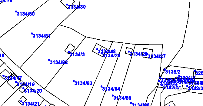 Parcela st. 3134/29 v KÚ Kadaň, Katastrální mapa
