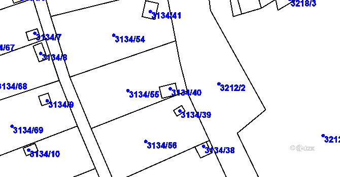 Parcela st. 3134/40 v KÚ Kadaň, Katastrální mapa