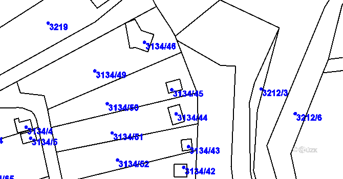 Parcela st. 3134/45 v KÚ Kadaň, Katastrální mapa